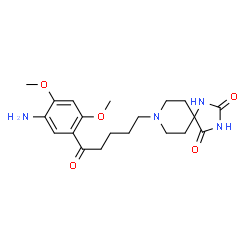 ChemSpider 2D Image | 8-[5-(5-Amino-2,4-dimethoxyphenyl)-5-oxopentyl]-1,3,8-triazaspiro[4.5]decane-2,4-dione | C20H28N4O5