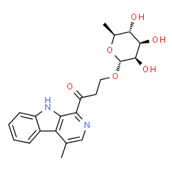 ChemSpider 2D Image | 3-(4-Methyl-9H-beta-carbolin-1-yl)-3-oxopropyl 6-deoxy-alpha-L-mannopyranoside | C21H24N2O6