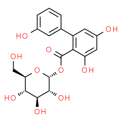 ChemSpider 2D Image | 1-O-[(3,3',5-Trihydroxy-2-biphenylyl)carbonyl]-alpha-D-glucopyranose | C19H20O10