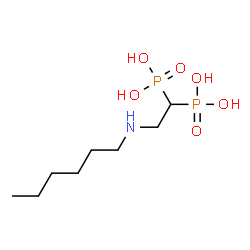 ChemSpider 2D Image | [2-(Hexylamino)-1,1-ethanediyl]bis(phosphonic acid) | C8H21NO6P2