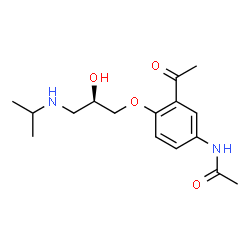 ChemSpider 2D Image | N-{3-Acetyl-4-[(2R)-2-hydroxy-3-(isopropylamino)propoxy]phenyl}acetamide | C16H24N2O4