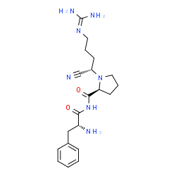 ChemSpider 2D Image | N-[(2R)-2-Amino-3-phenylpropanoyl]-1-{(1S)-1-cyano-4-[(diaminomethylene)amino]butyl}-L-prolinamide | C20H29N7O2