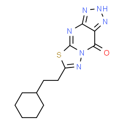ChemSpider 2D Image | 6-(2-Cyclohexylethyl)[1,3,4]thiadiazolo[3,2-a][1,2,3]triazolo[4,5-d]pyrimidin-9(2H)-one | C13H16N6OS