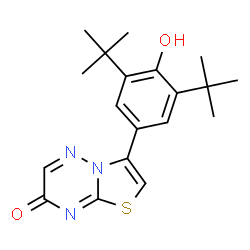 ChemSpider 2D Image | 3-[4-Hydroxy-3,5-bis(2-methyl-2-propanyl)phenyl]-7H-[1,3]thiazolo[3,2-b][1,2,4]triazin-7-one | C19H23N3O2S