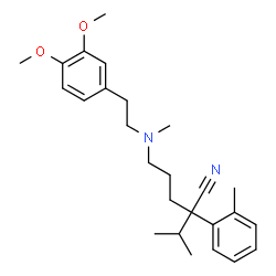 ChemSpider 2D Image | 5-{[2-(3,4-Dimethoxyphenyl)ethyl](methyl)amino}-2-isopropyl-2-(2-methylphenyl)pentanenitrile | C26H36N2O2