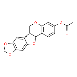 ChemSpider 2D Image | (6aR,12aR)-6a,12a-Dihydro-6H-[1,3]dioxolo[5,6][1]benzofuro[3,2-c]chromen-3-yl acetate | C18H14O6
