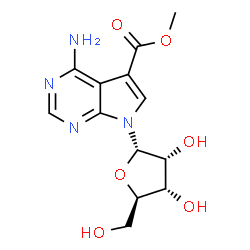 ChemSpider 2D Image | Methyl 4-amino-7-(alpha-D-ribofuranosyl)-7H-pyrrolo[2,3-d]pyrimidine-5-carboxylate | C13H16N4O6
