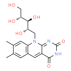 ChemSpider 2D Image | 1-Deoxy-1-(7,8-dimethyl-2,4-dioxo-3,4-dihydropyrimido[4,5-b]quinolin-10(2H)-yl)-D-ribitol | C18H21N3O6