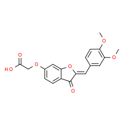 ChemSpider 2D Image | {[(2Z)-2-(3,4-Dimethoxybenzylidene)-3-oxo-2,3-dihydro-1-benzofuran-6-yl]oxy}acetic acid | C19H16O7