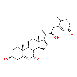 ChemSpider 2D Image | (3beta,22S,23R)-3,22,23-Trihydroxy-26,29-epoxystigmasta-5,24(28)-diene-7,29-dione | C29H42O6