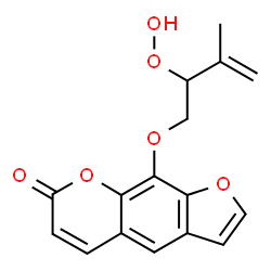 ChemSpider 2D Image | 9-[(2-Hydroperoxy-3-methyl-3-buten-1-yl)oxy]-7H-furo[3,2-g]chromen-7-one | C16H14O6