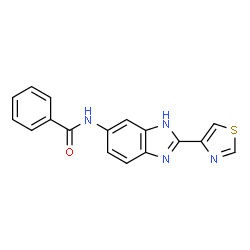 ChemSpider 2D Image | benzamide, N-[2-(4-thiazolyl)-1H-benzimidazol-5-yl]- | C17H12N4OS