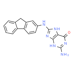 ChemSpider 2D Image | 2-Amino-8-(9H-fluoren-2-ylamino)-3,7-dihydro-6H-purin-6-onato | C18H14N6O