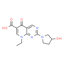ChemSpider 2D Image | 8-Ethyl-2-(3-hydroxy-1-pyrrolidinyl)-5-oxo-5,8-dihydropyrido[2,3-d]pyrimidine-6-carboxylic acid | C14H16N4O4