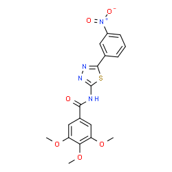 ChemSpider 2D Image | 3,4,5-Trimethoxy-N-[5-(3-nitrophenyl)-1,3,4-thiadiazol-2-yl]benzamide | C18H16N4O6S