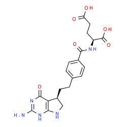 ChemSpider 2D Image | N-(4-{2-[(5R)-2-Amino-4-oxo-4,5,6,7-tetrahydro-1H-pyrrolo[2,3-d]pyrimidin-5-yl]ethyl}benzoyl)-L-glutamic acid | C20H23N5O6
