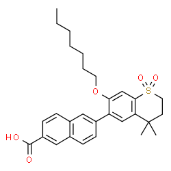 ChemSpider 2D Image | 6-[7-(Heptyloxy)-4,4-dimethyl-1,1-dioxido-3,4-dihydro-2H-thiochromen-6-yl]-2-naphthoic acid | C29H34O5S