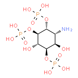 ChemSpider 2D Image | (1R,2R,3S,4R,5R,6R)-6-Amino-3,5-dihydroxy-1,2,4-cyclohexanetriyl tris[dihydrogen (phosphate)] | C6H16NO14P3