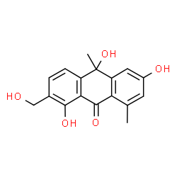 ChemSpider 2D Image | 1,6,10-Trihydroxy-2-(hydroxymethyl)-8,10-dimethyl-9(10H)-anthracenone | C17H16O5