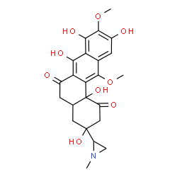 ChemSpider 2D Image | 3,7,8,10,12b-Pentahydroxy-9,12-dimethoxy-3-(1-methyl-2-aziridinyl)-3,4,4a,12b-tetrahydro-1,6(2H,5H)-tetraphenedione | C23H25NO9