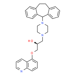 ChemSpider 2D Image | (2S)-1-[4-(10,11-Dihydro-5H-dibenzo[a,d][7]annulen-5-yl)-1-piperazinyl]-3-(5-quinolinyloxy)-2-propanol | C31H33N3O2