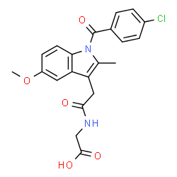 ChemSpider 2D Image | N-{[1-(4-Chlorobenzoyl)-5-methoxy-2-methyl-1H-indol-3-yl]acetyl}glycine | C21H19ClN2O5