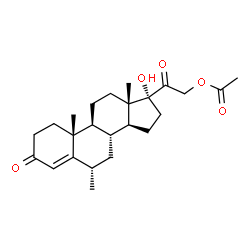 ChemSpider 2D Image | (6alpha)-17-Hydroxy-6-methyl-3,20-dioxopregn-4-en-21-yl acetate | C24H34O5