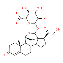 ChemSpider 2D Image | (8xi,9xi,11alpha,13xi,14xi)-21-Hydroxy-3,20-dioxo-11,18-epoxypregn-4-en-18-yl beta-D-glucopyranosiduronic acid | C27H36O11