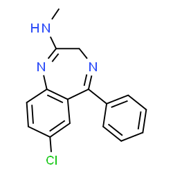 ChemSpider 2D Image | 7-Chloro-N-methyl-5-phenyl-3H-1,4-benzodiazepin-2-amine | C16H14ClN3