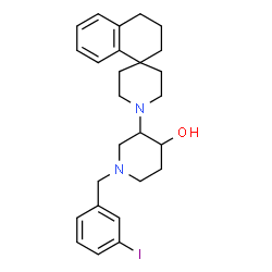 ChemSpider 2D Image | 3-(3,4-Dihydro-1'H,2H-spiro[naphthalene-1,4'-piperidin]-1'-yl)-1-(3-iodobenzyl)-4-piperidinol | C26H33IN2O