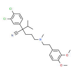 ChemSpider 2D Image | 2-(3,4-Dichlorophenyl)-5-{[2-(3,4-dimethoxyphenyl)ethyl](methyl)amino}-2-isopropylpentanenitrile | C25H32Cl2N2O2