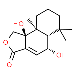 ChemSpider 2D Image | (5R,5aS,9aS,9bS)-5,9b-Dihydroxy-6,6,9a-trimethyl-5,5a,6,7,8,9,9a,9b-octahydronaphtho[1,2-c]furan-3(1H)-one | C15H22O4