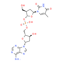 ChemSpider 2D Image | 2'-Deoxy-5'-O-(hydroxy{[(2R,3R,5S)-3-(hydroxymethyl)-5-(5-methyl-2,4-dioxo-3,4-dihydro-1(2H)-pyrimidinyl)tetrahydro-2-furanyl]oxy}phosphoryl)adenosine | C20H26N7O10P