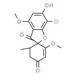 ChemSpider 2D Image | 7-Chloro-6-hydroxy-2',4-dimethoxy-6'-methyl-3H,4'H-spiro[1-benzofuran-2,1'-cyclohex[2]ene]-3,4'-dione | C16H15ClO6