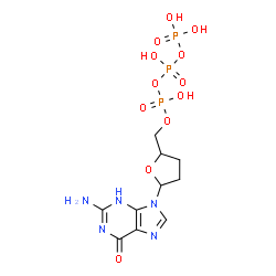ChemSpider 2D Image | triphosphoric acid, mono[[5-(2-amino-6-hydroxy-9H-purin-9-yl)tetrahydro-2-furanyl]methyl] ester | C10H16N5O12P3