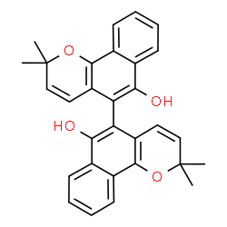 ChemSpider 2D Image | 2,2,2',2'-Tetramethyl-2H,2'H-5,5'-bibenzo[h]chromene-6,6'-diol | C30H26O4