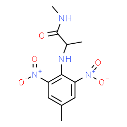 ChemSpider 2D Image | N-Methyl-N~2~-(4-methyl-2,6-dinitrophenyl)alaninamide | C11H14N4O5