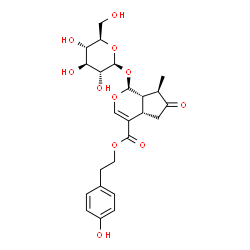 ChemSpider 2D Image | 2-(4-Hydroxyphenyl)ethyl (1S,4aS,7R,7aS)-1-(beta-D-glucopyranosyloxy)-7-methyl-6-oxo-1,4a,5,6,7,7a-hexahydrocyclopenta[c]pyran-4-carboxylate | C24H30O11
