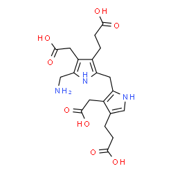 ChemSpider 2D Image | 5-(Aminomethyl)-2-[[4-(2-carboxyethyl)-3-(carboxymethyl)-1H-pyrrol-2-yl]methyl]-4-(carboxymethyl)-1H-pyrrole-3-propanoic acid | C20H25N3O8