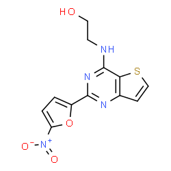 ChemSpider 2D Image | 2-{[2-(5-Nitro-2-furyl)thieno[3,2-d]pyrimidin-4-yl]amino}ethanol | C12H10N4O4S