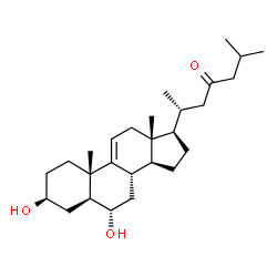 ChemSpider 2D Image | 3beta,6alpha-Dihydroxy-5alpha-cholest-9(11)-en-23-one | C27H44O3