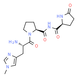 ChemSpider 2D Image | 1-Methyl-L-histidyl-N-{[(2S)-5-oxo-2-pyrrolidinyl]carbonyl}-L-prolinamide | C17H24N6O4