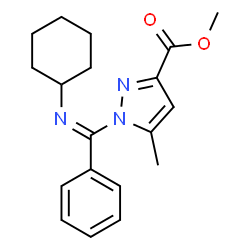 ChemSpider 2D Image | Methyl 1-(N-cyclohexylbenzimidoyl)-5-methyl-3-pyrazolecarboxylate | C19H23N3O2