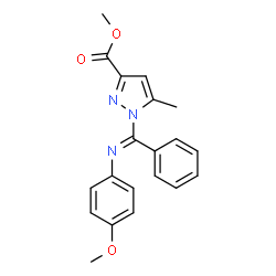 ChemSpider 2D Image | Methyl 1-[(E)-[(4-methoxyphenyl)imino](phenyl)methyl]-5-methyl-1H-pyrazole-3-carboxylate | C20H19N3O3