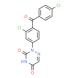 ChemSpider 2D Image | 2-[3-Chloro-4-(4-chlorobenzoyl)phenyl]-1,2,4-triazine-3,5(2H,4H)-dione | C16H9Cl2N3O3