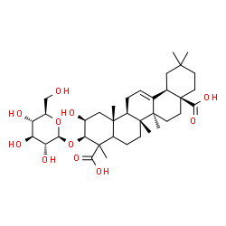 ChemSpider 2D Image | (2beta,3beta,5xi,18alpha)-3-(beta-D-Glucopyranosyloxy)-2-hydroxyolean-12-ene-23,28-dioic acid | C36H56O11