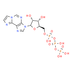 ChemSpider 2D Image | 3-[5-O-(Hydroxy{[hydroxy(phosphonooxy)phosphoryl]oxy}phosphoryl)-D-ribofuranosyl]-3H-imidazo[2,1-i]purine | C12H16N5O13P3