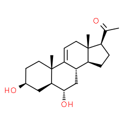 ChemSpider 2D Image | (3beta,5alpha,6alpha)-3,6-Dihydroxypregn-9(11)-en-20-one | C21H32O3