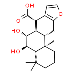 ChemSpider 2D Image | (4aS,5R,6R,6aR,7S,11aS,11bR)-1,2,3,4,4a,5,6,6a,7,11,11a,11b-Dodecahydro-5,6-dihydroxy-4,4,11b-trimethylphenanthro[3,2-b]furan-7-carboxylic acid | C20H28O5
