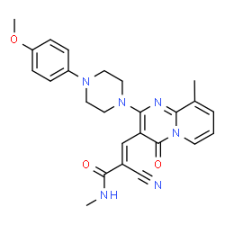 ChemSpider 2D Image | (2E)-2-Cyano-3-{2-[4-(4-methoxyphenyl)-1-piperazinyl]-9-methyl-4-oxo-4H-pyrido[1,2-a]pyrimidin-3-yl}-N-methylacrylamide | C25H26N6O3